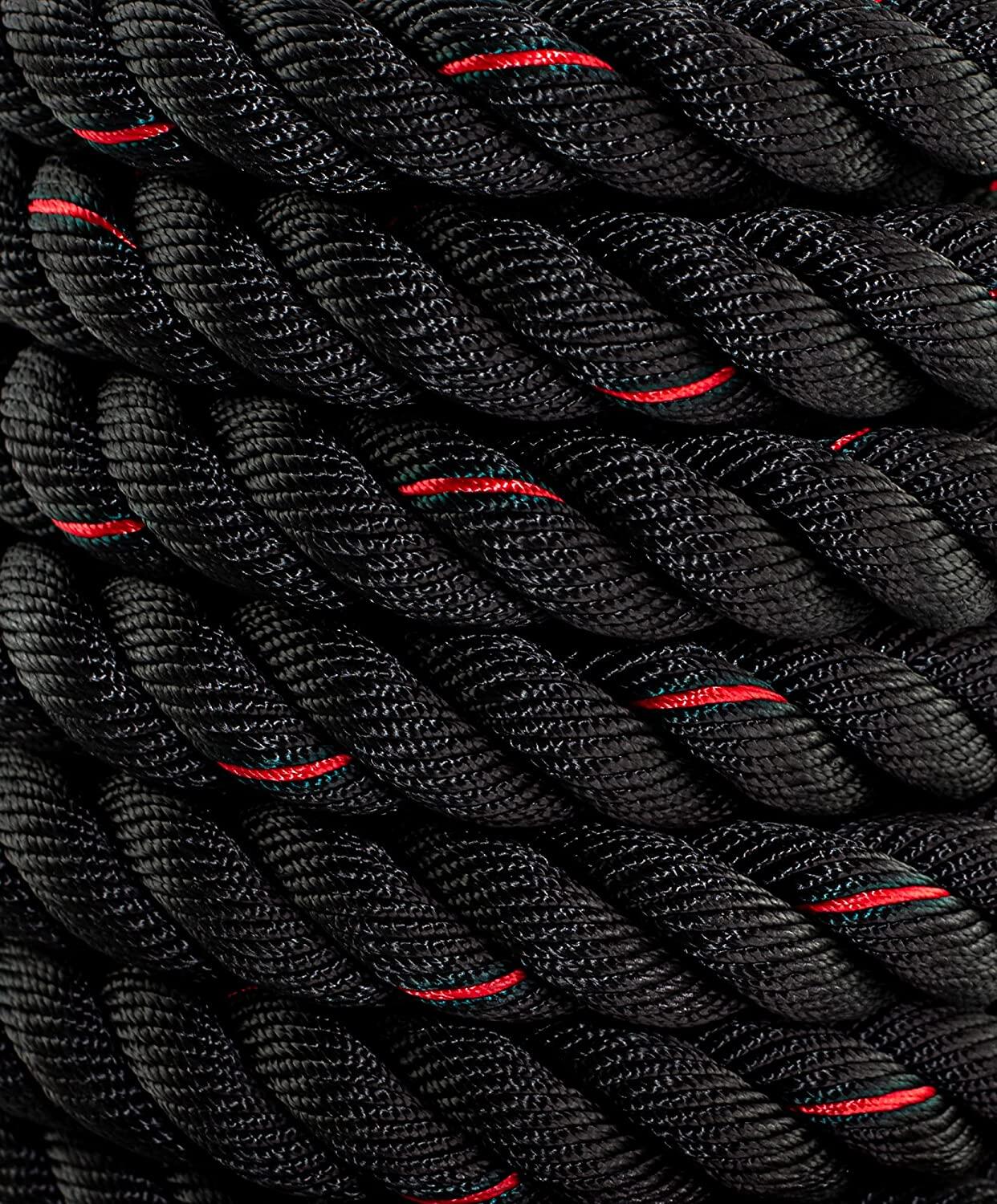Corde de Combat 12m x 50mm 13kg Noire et Rouge Fitness Tech 7/7