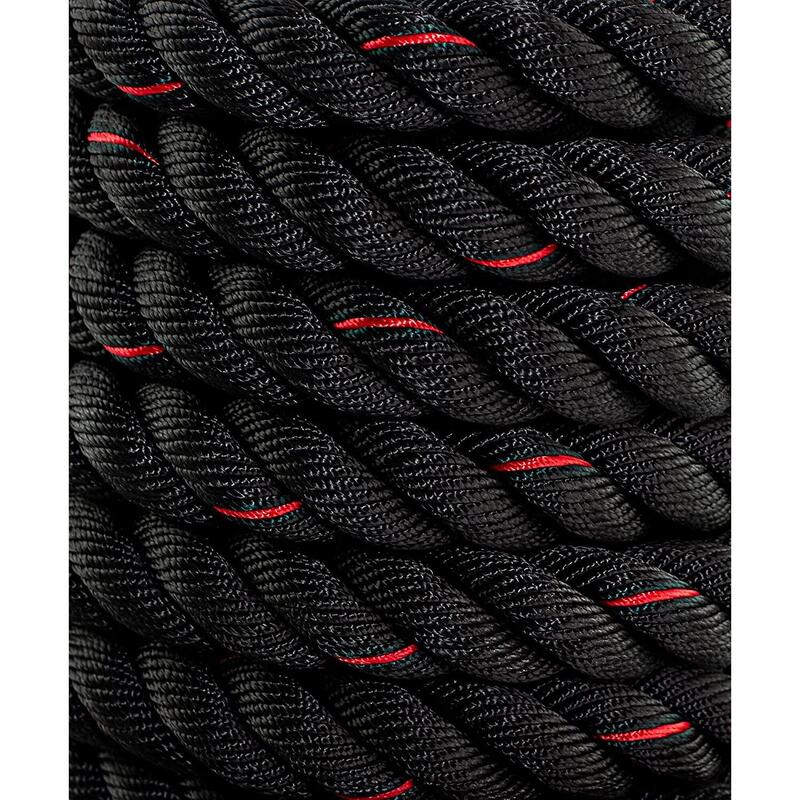 Corde de Combat 12m x 50mm 13kg Noire et Rouge Fitness Tech