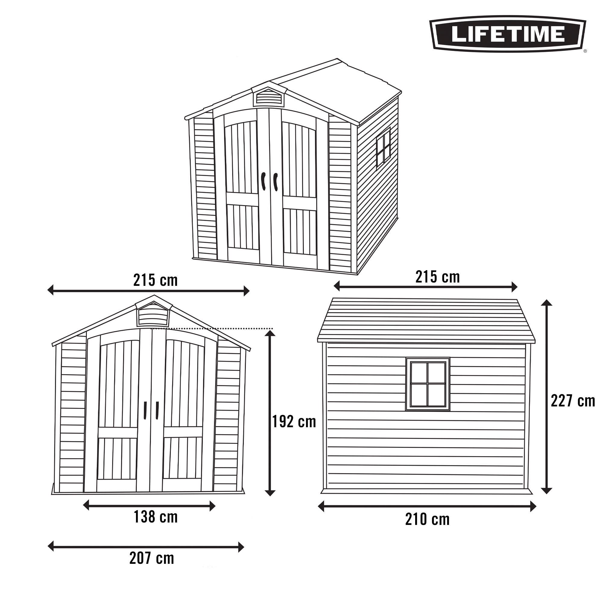 Lifetime Caseta de jardín 4,4 m² con suelo, ventanas y estanterías 4/7