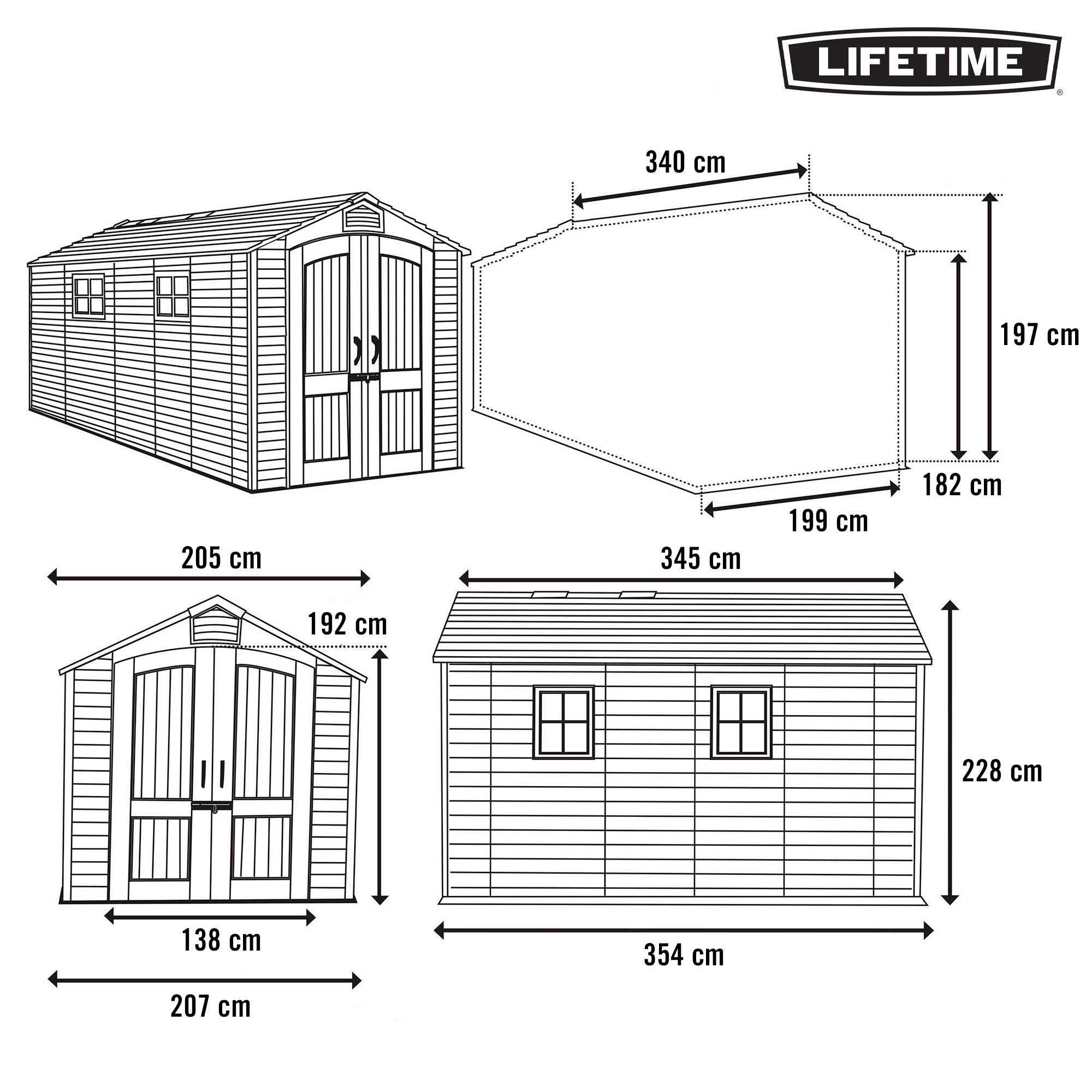 Lifetime Caseta de jardín 7,8 m² con suelo, ventanas y estanterías 4/7