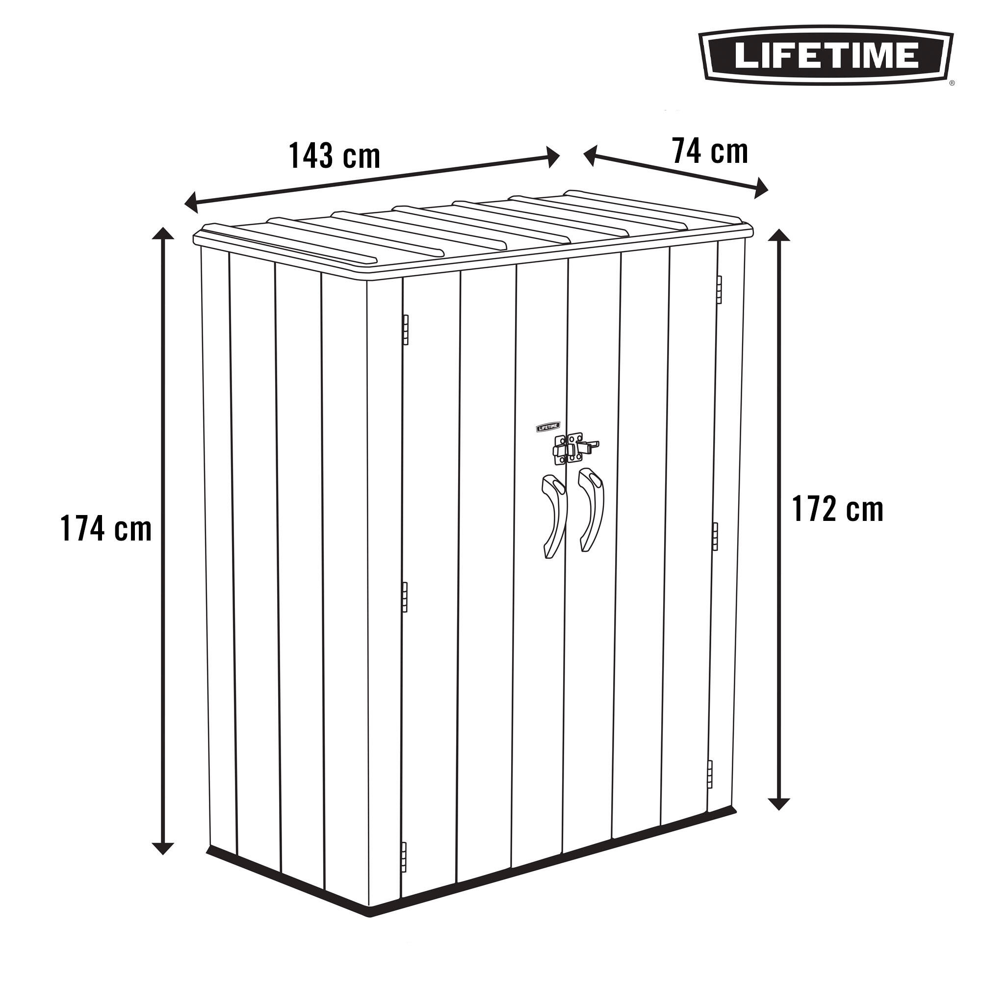 Lifetime Armario exterior vertical 1.350 L Rough Cut™ con estantes y colgadores 4/7