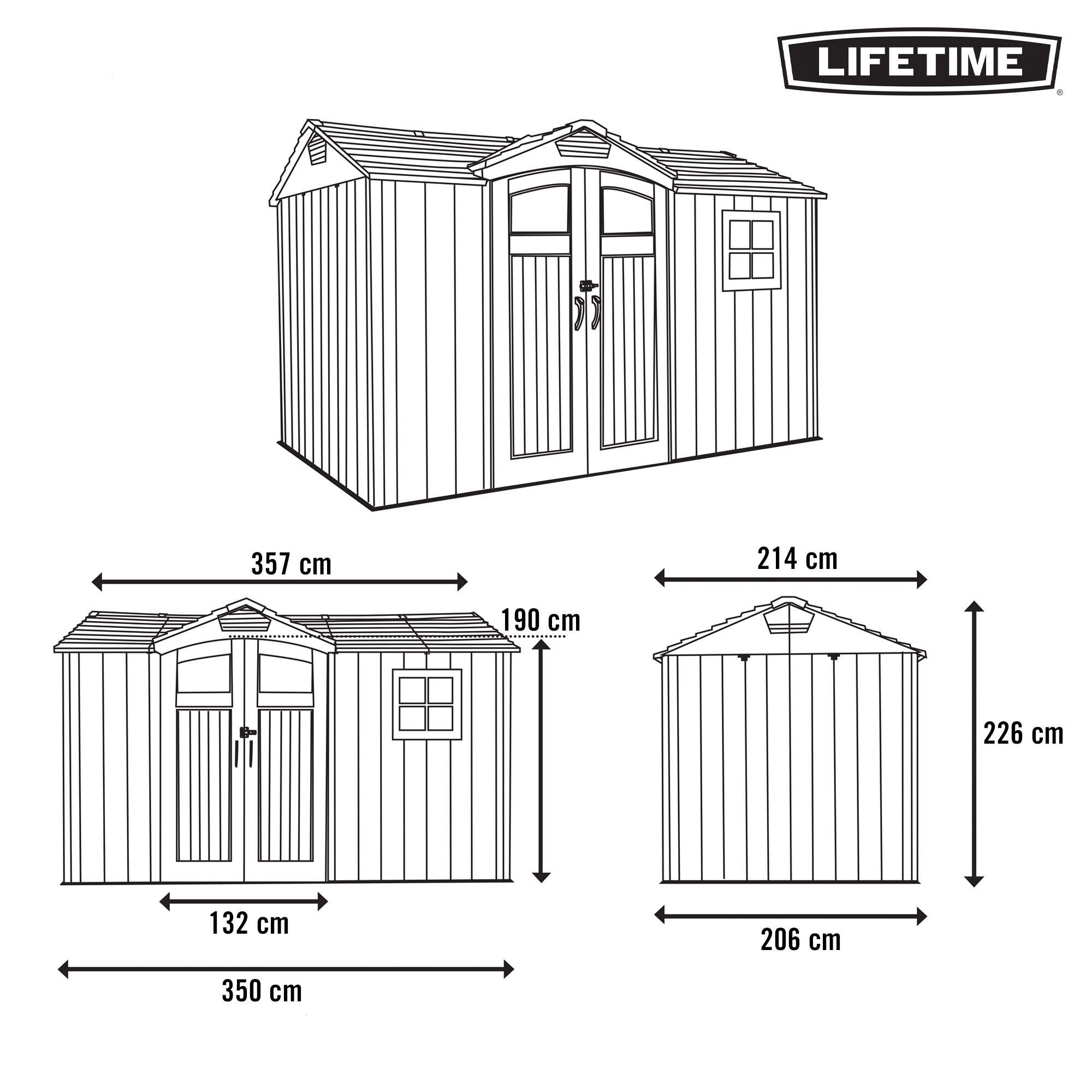 Lifetime Galpão de jardim horizontal 7,6 m² com piso, janela e prateleiras 4/7