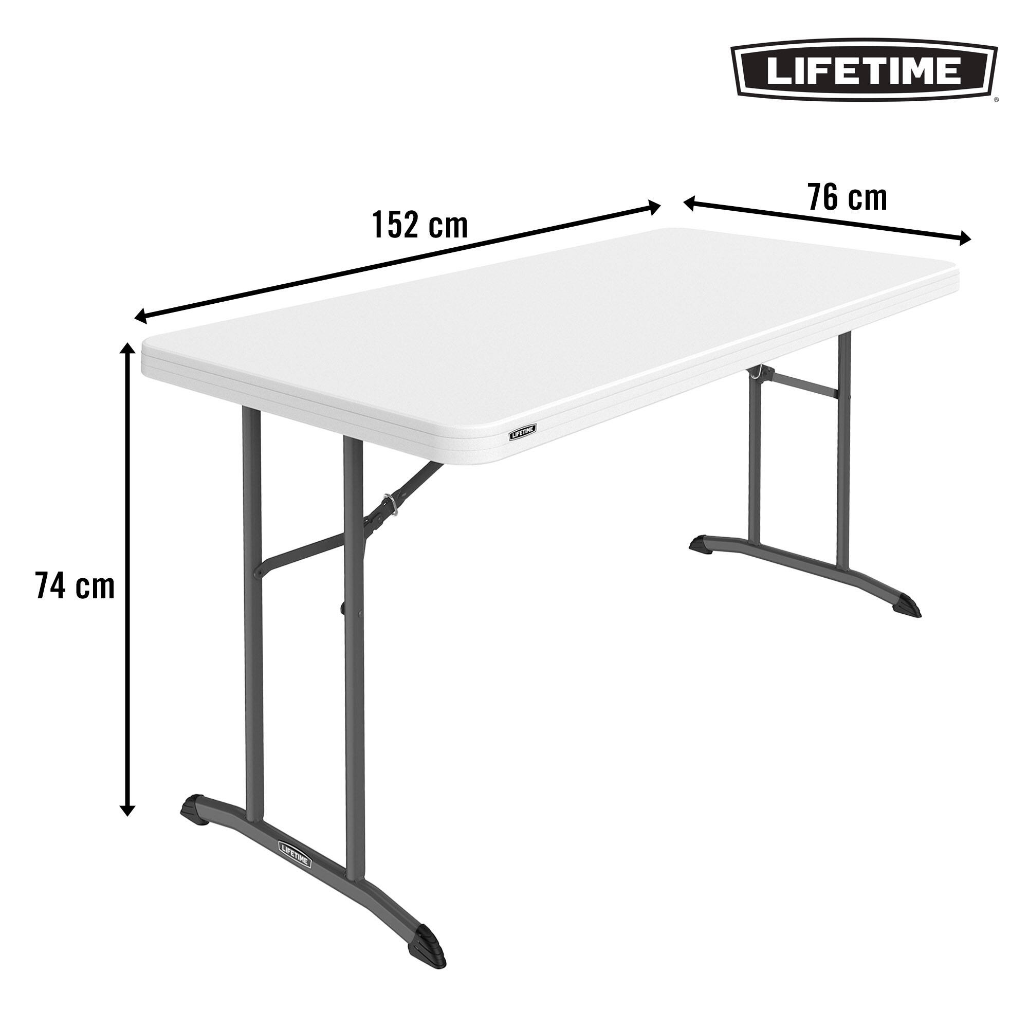 Lifetime Mesa retangular com pernas dobráveis 152x76 cm branca 4/7