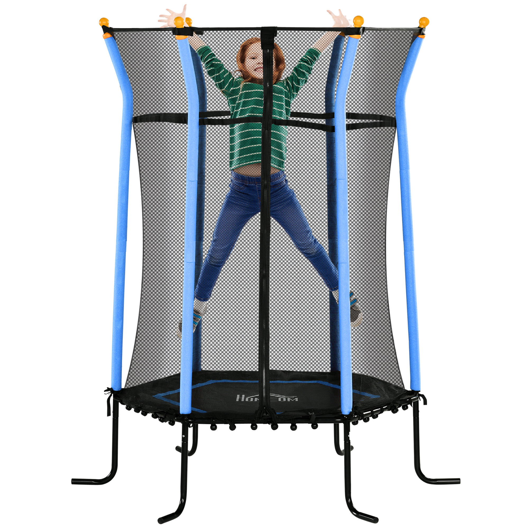 HOMCOM HOMCOM Tappeto Elastico per Bambini con Ingresso a Zip e Pali Imbottiti Azzurro