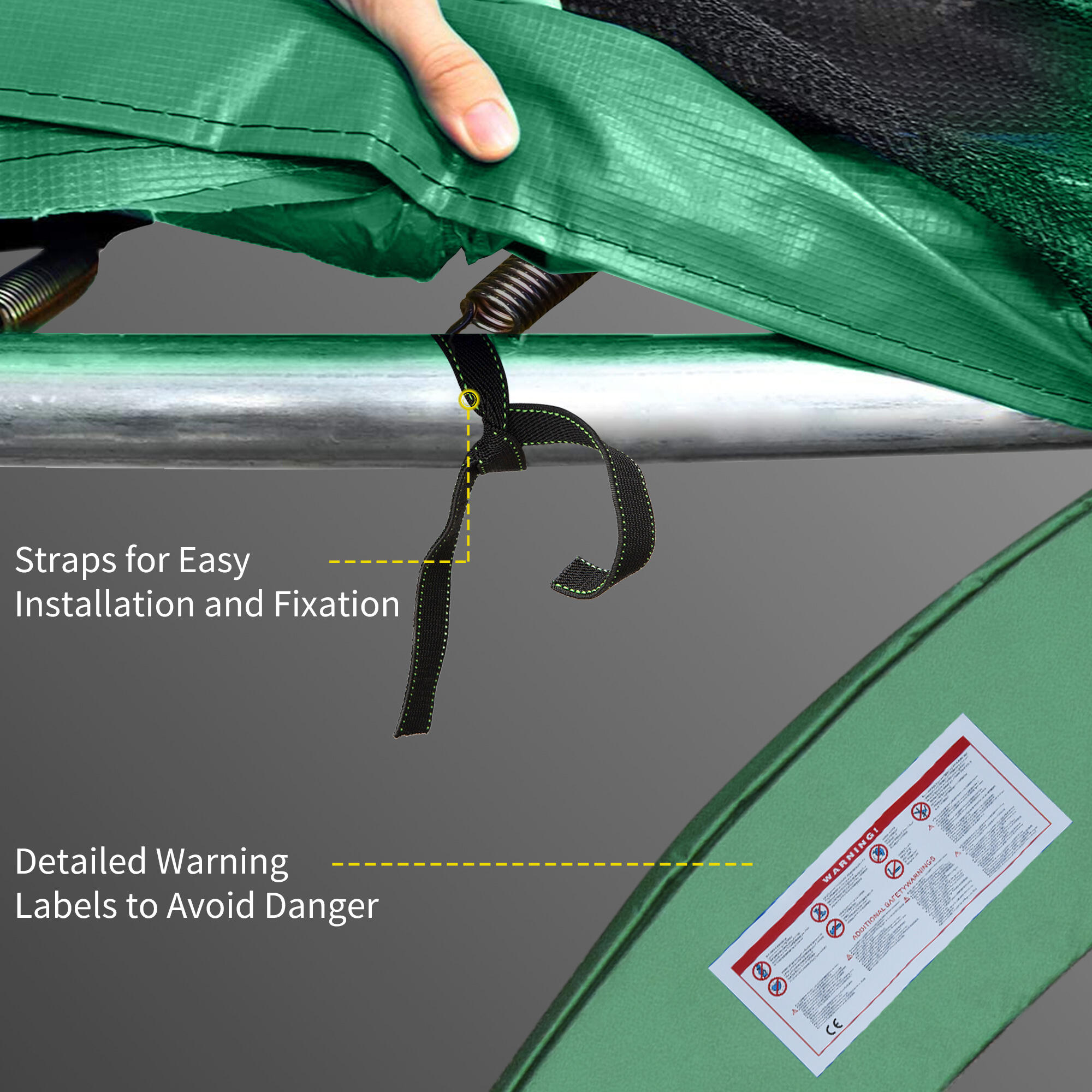 HOMCOM Copertura di Protezione per Trampolino Elastico Ø305cm Verde 6/7