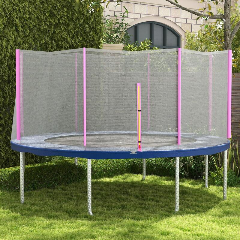 SPORTNOW Plasa de Protectie pentru Trambulina cu 8 Bare In pe Negru si Roz