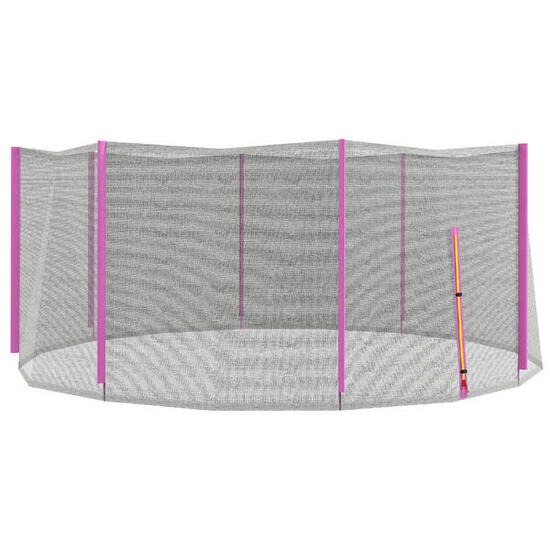 SPORTNOW Rete Protettiva per Trampolini a 8 Pali in PE Nero e Rosa