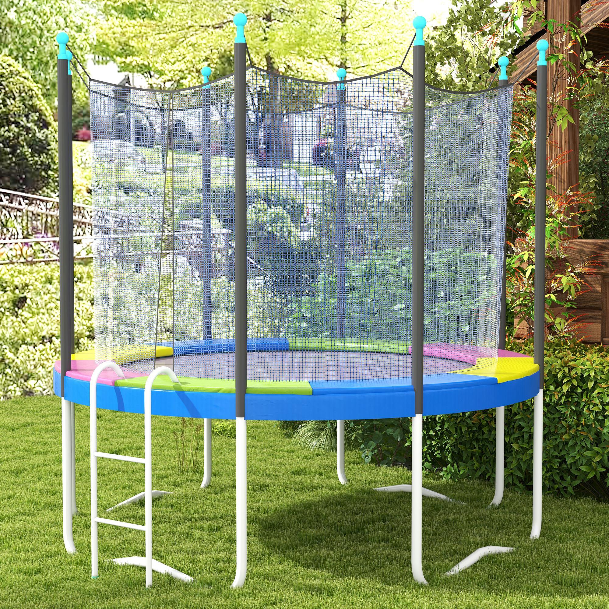 SPORTNOW Copertura Tappeto Elastico Ø244x30 cm Pieghevole Portatile Multicolore 2/7