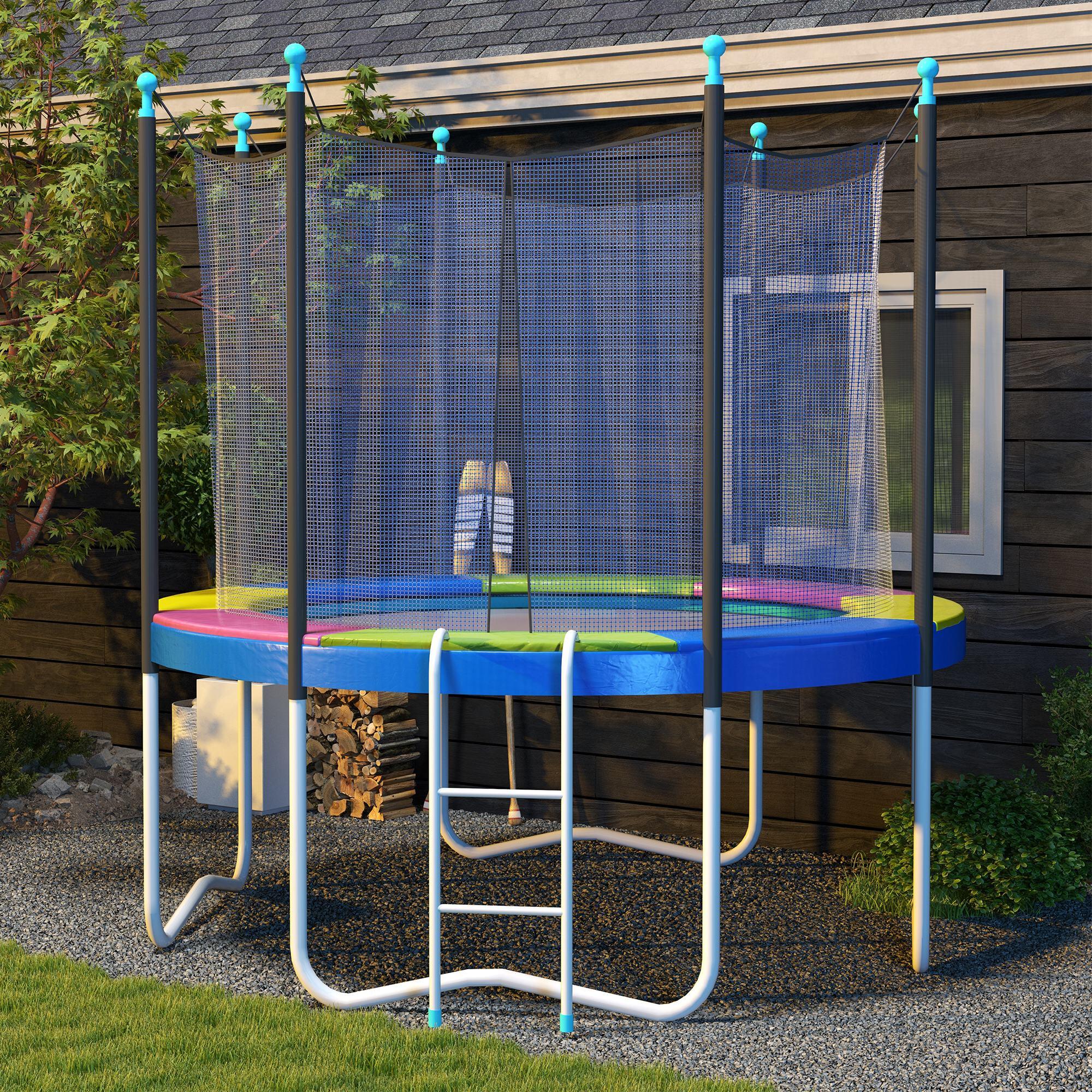 SPORTNOW Copertura Tappeto Elastico Ø244x30 cm Pieghevole Portatile Multicolore 7/7