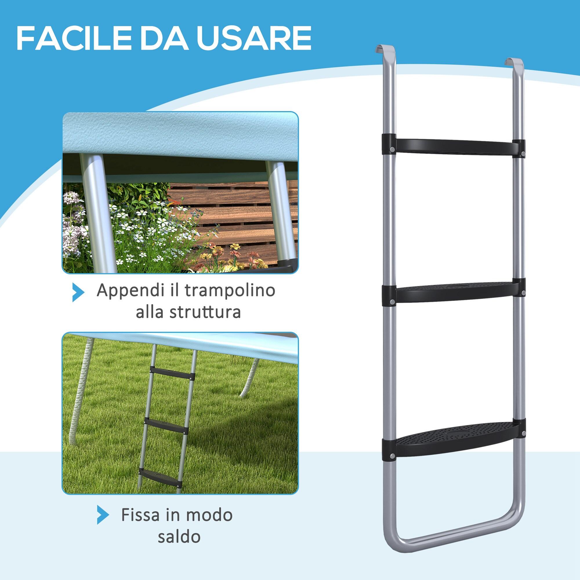 SPORTNOW Scaletta per Tappeto Elastico Regolabile a 3 o 2 Scalini in Acciaio 6/7