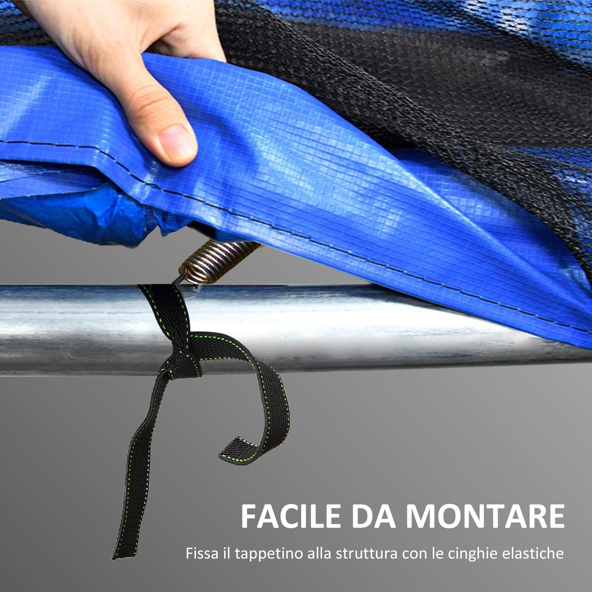 SPORTNOW Copertura Tappeto Elastico Ø244x30 cm Pieghevole Portatile Multicolore 5/7