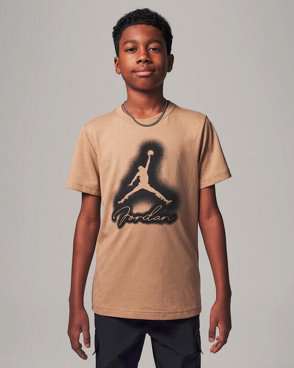T-shirt ragazzo jordan mvp aerografata jumpman - marrone 1/6