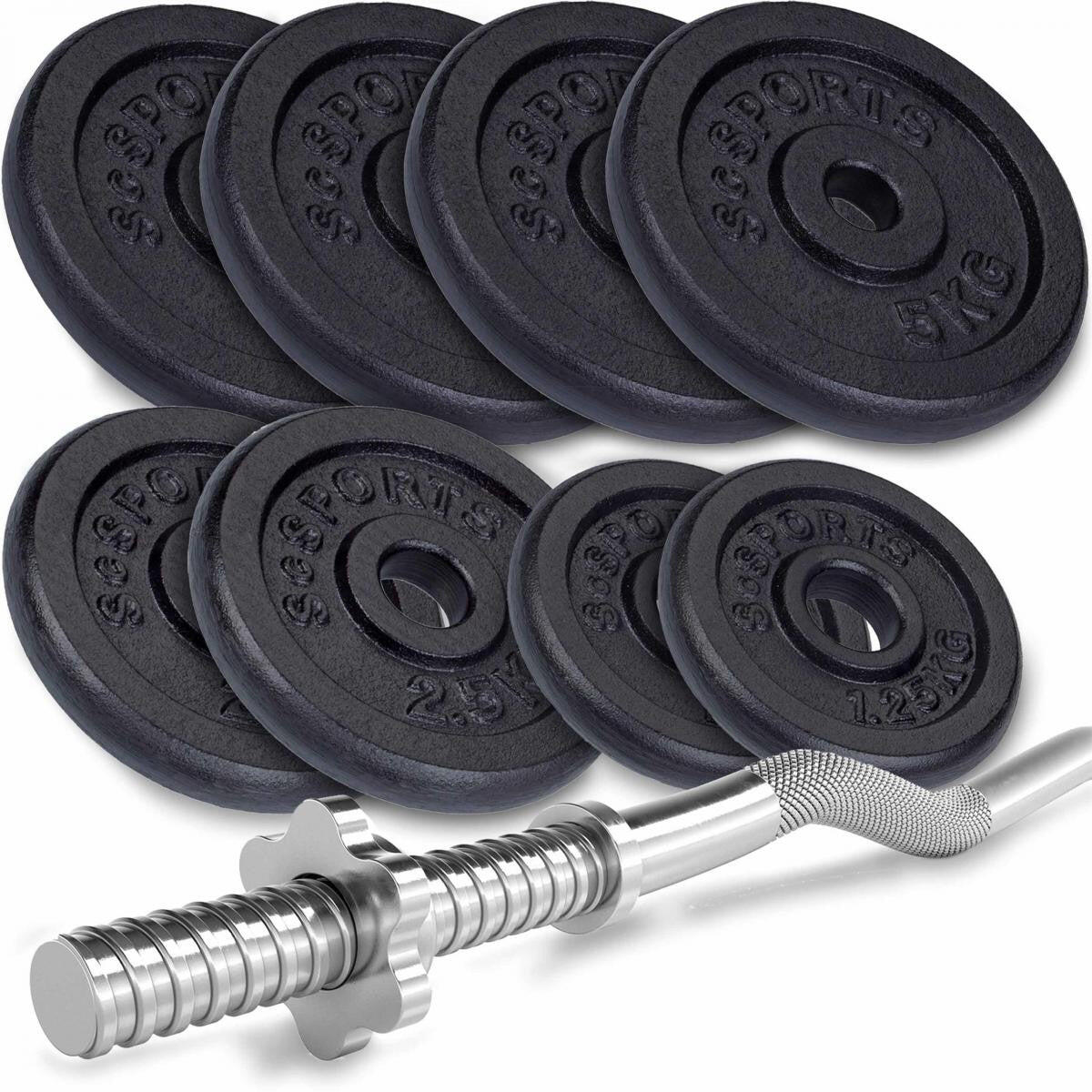Set de discuri de greutate si bara curl, 35 KG, ScSPORTS® 2/6