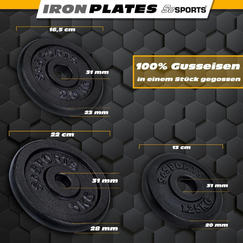 Set de discuri de greutate si bara curl, 35 KG, ScSPORTS®