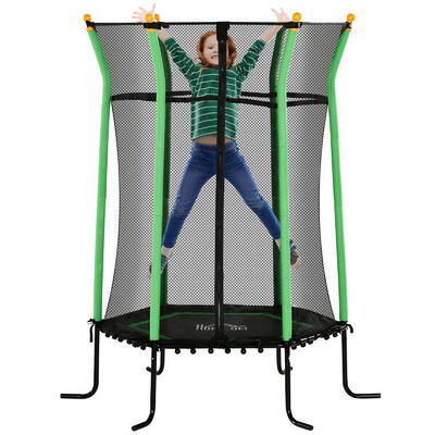 HOMCOM Tappeto Elastico per Bambini con Ingresso a Zip e Pali Imbottiti Verde