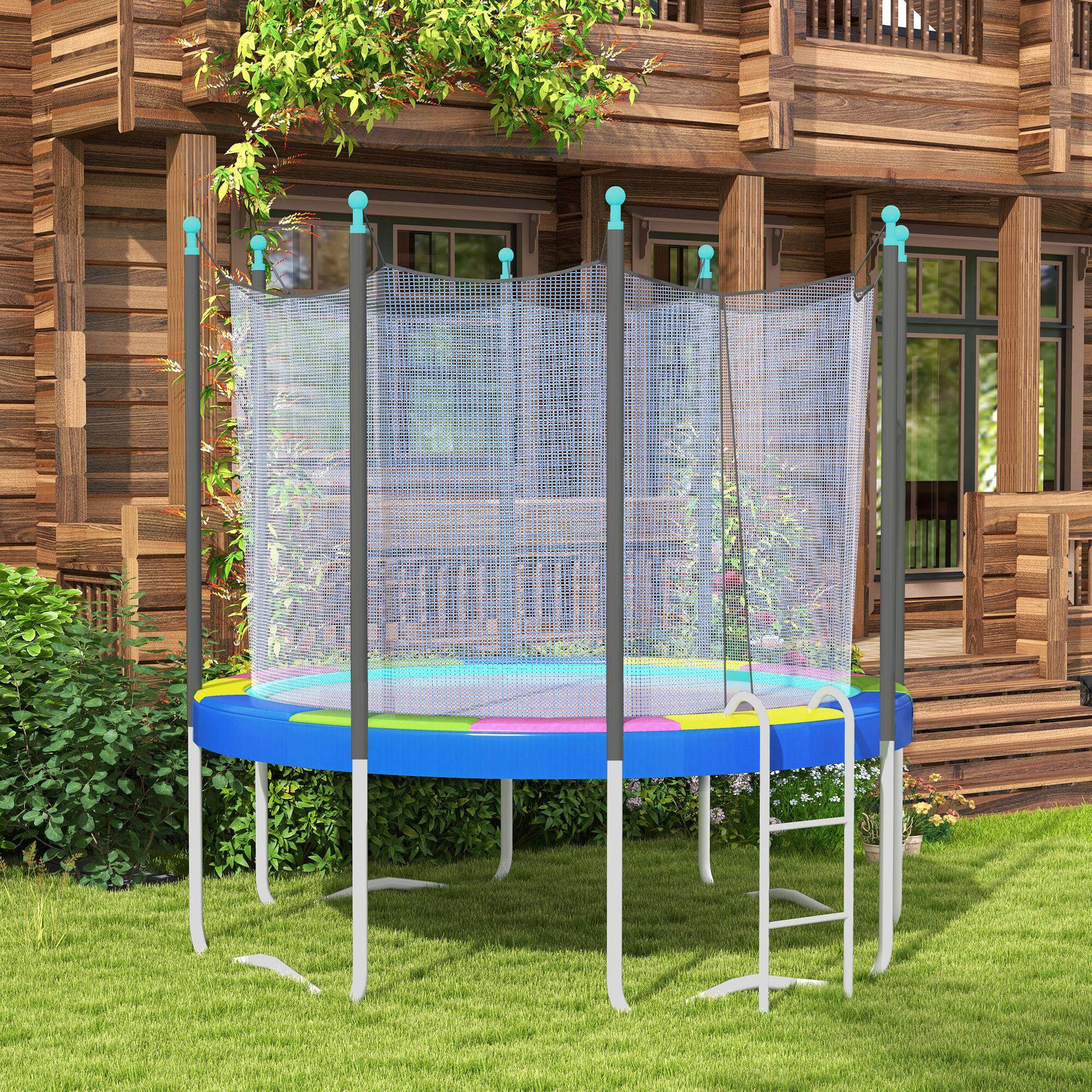 SPORTNOW Copertura Tappeto Elastico Ø366x30 cm Pieghevole Portatile Multicolore 7/7