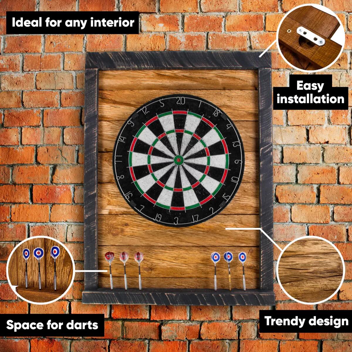 Tablica Drewniana John Paddle do Darta Retro Vintage Black Uniwersalny 2/7