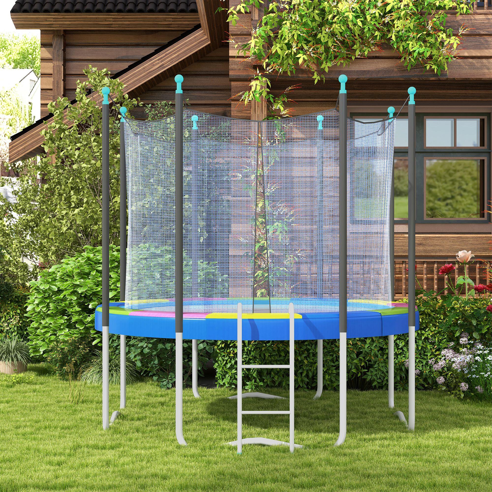 SPORTNOW Copertura Tappeto Elastico Ø366x30 cm Pieghevole Portatile Multicolore 2/7
