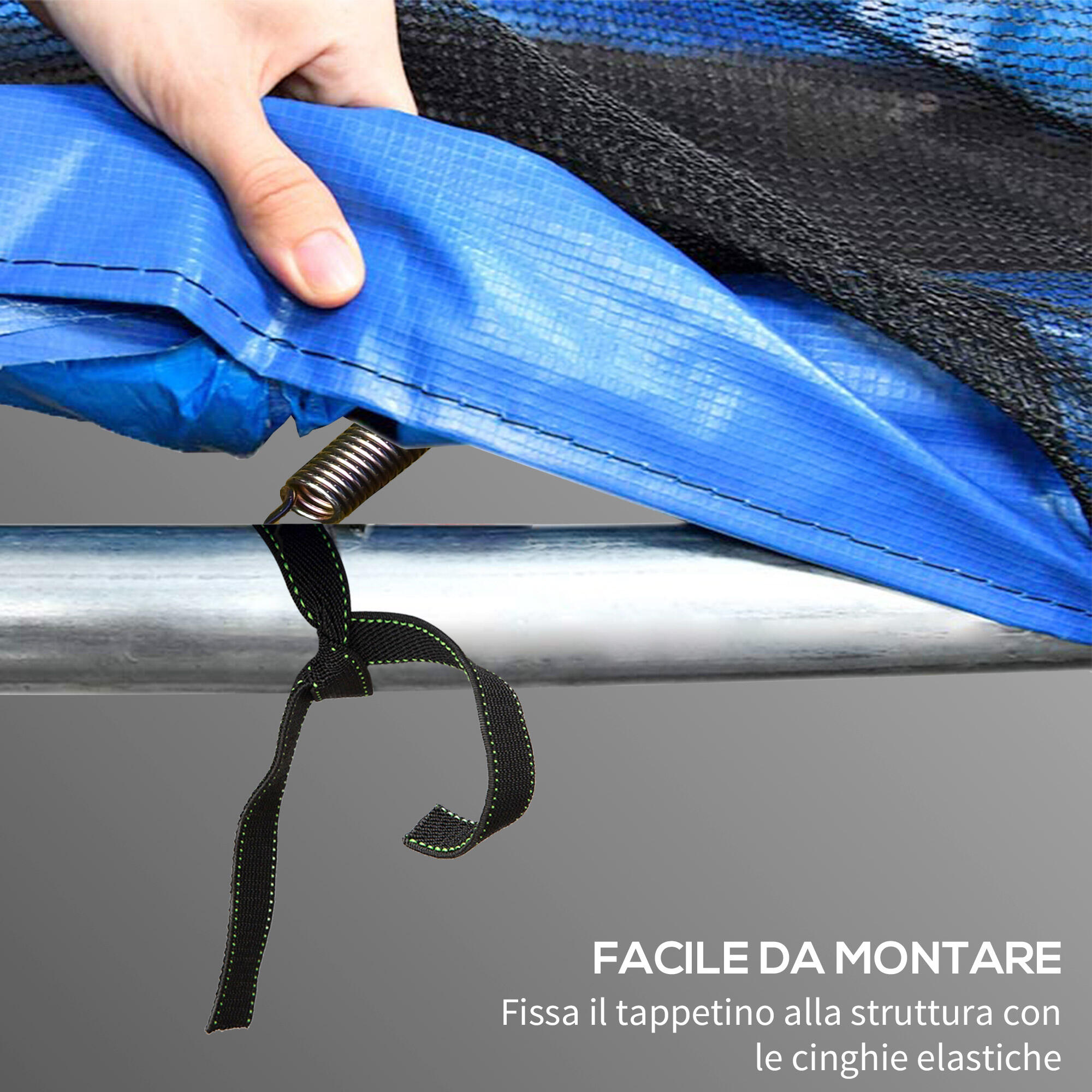 SPORTNOW Copertura Tappeto Elastico Ø366x30 cm Pieghevole Portatile Multicolore 5/7