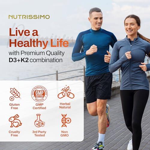Vitamina D3yK2 Fortalecer Huesos Absorción de Calcio Apoya Sistema Inmunológico 4/6