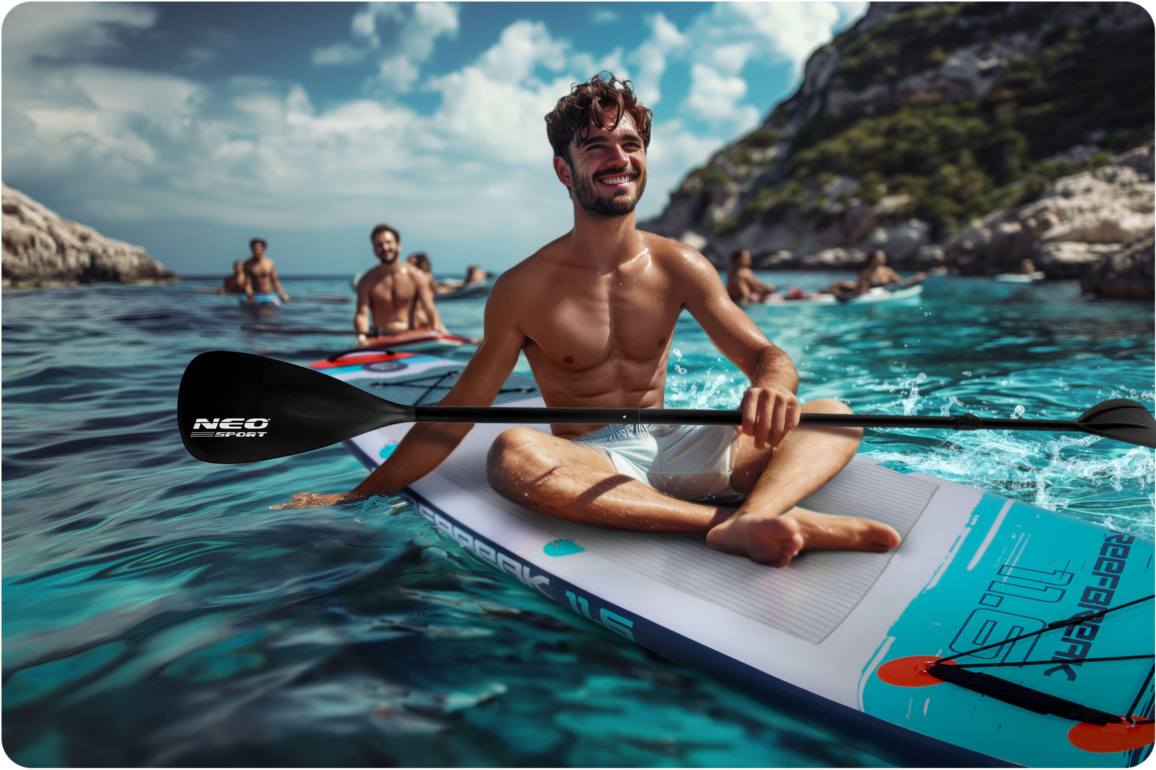 Składane wiosło do deski SUP kajakowe regulowane czteroczęściowe 230cm Neo-Sport 6/7