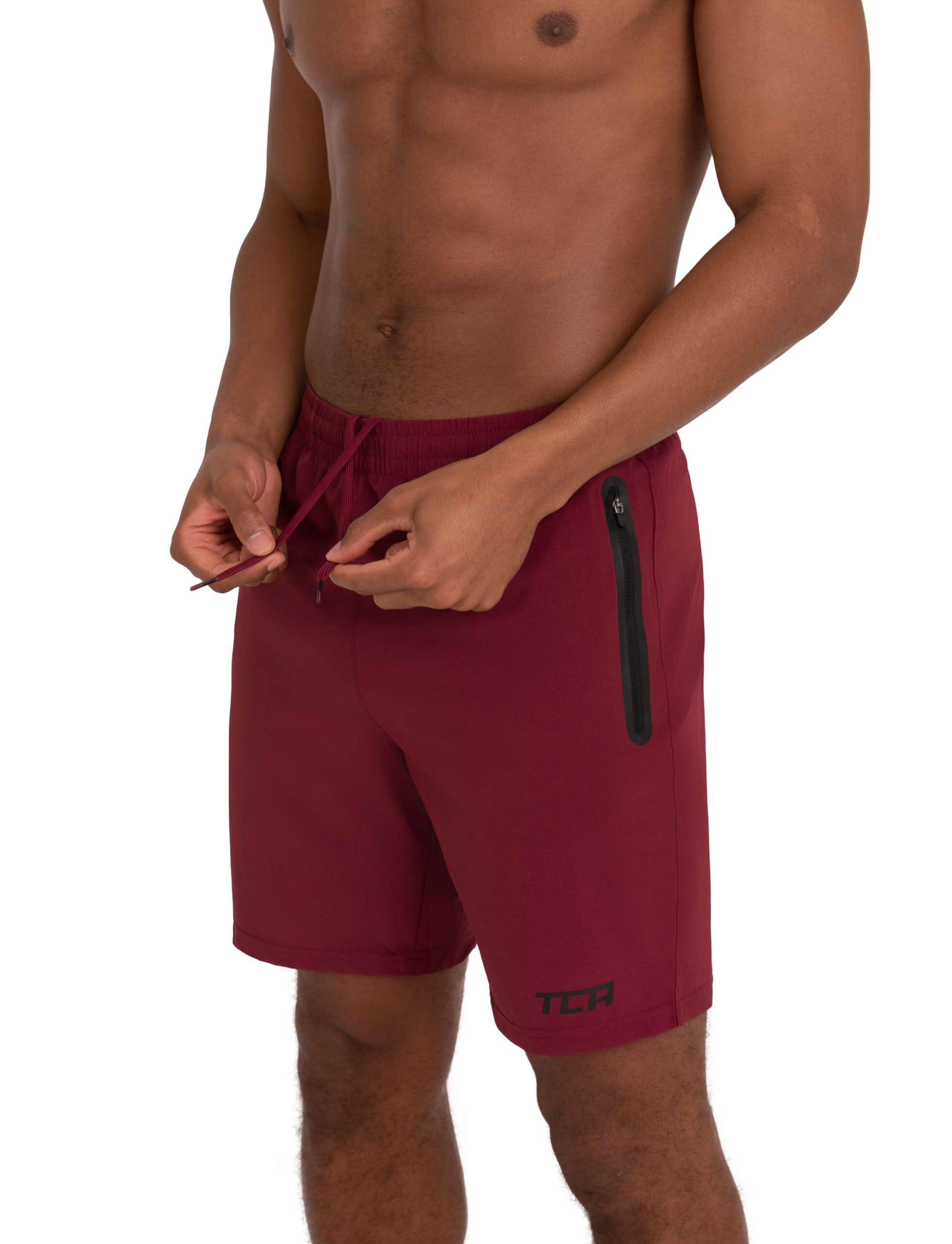 Men's Elite Tech Lightweight Running Shorts with Zip Pockets - Carmine Red 3/7