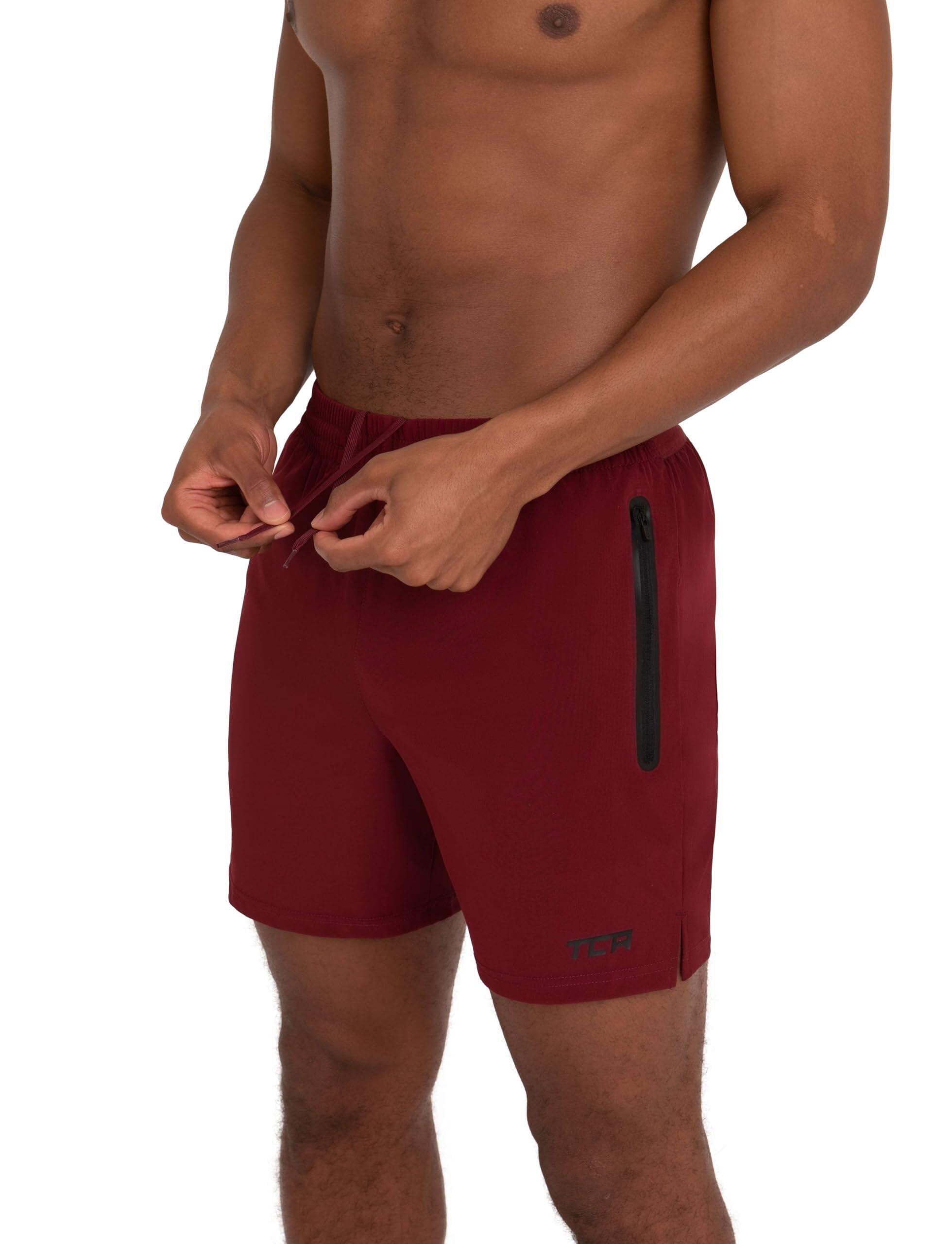 Men's Elite Tech Lightweight Running Shorts with Zip Pockets - Maroon 3/7