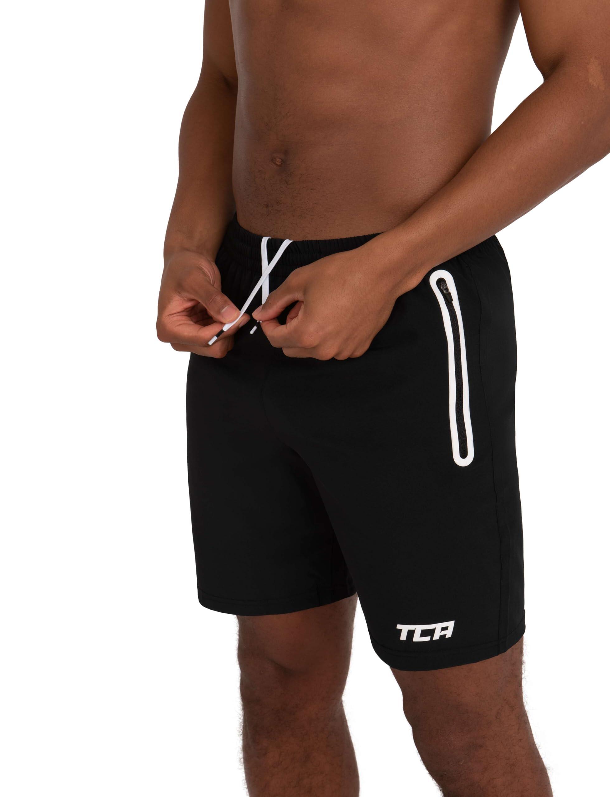 Men's Elite Tech Lightweight Running Shorts with Zip Pockets - Black/White 3/7