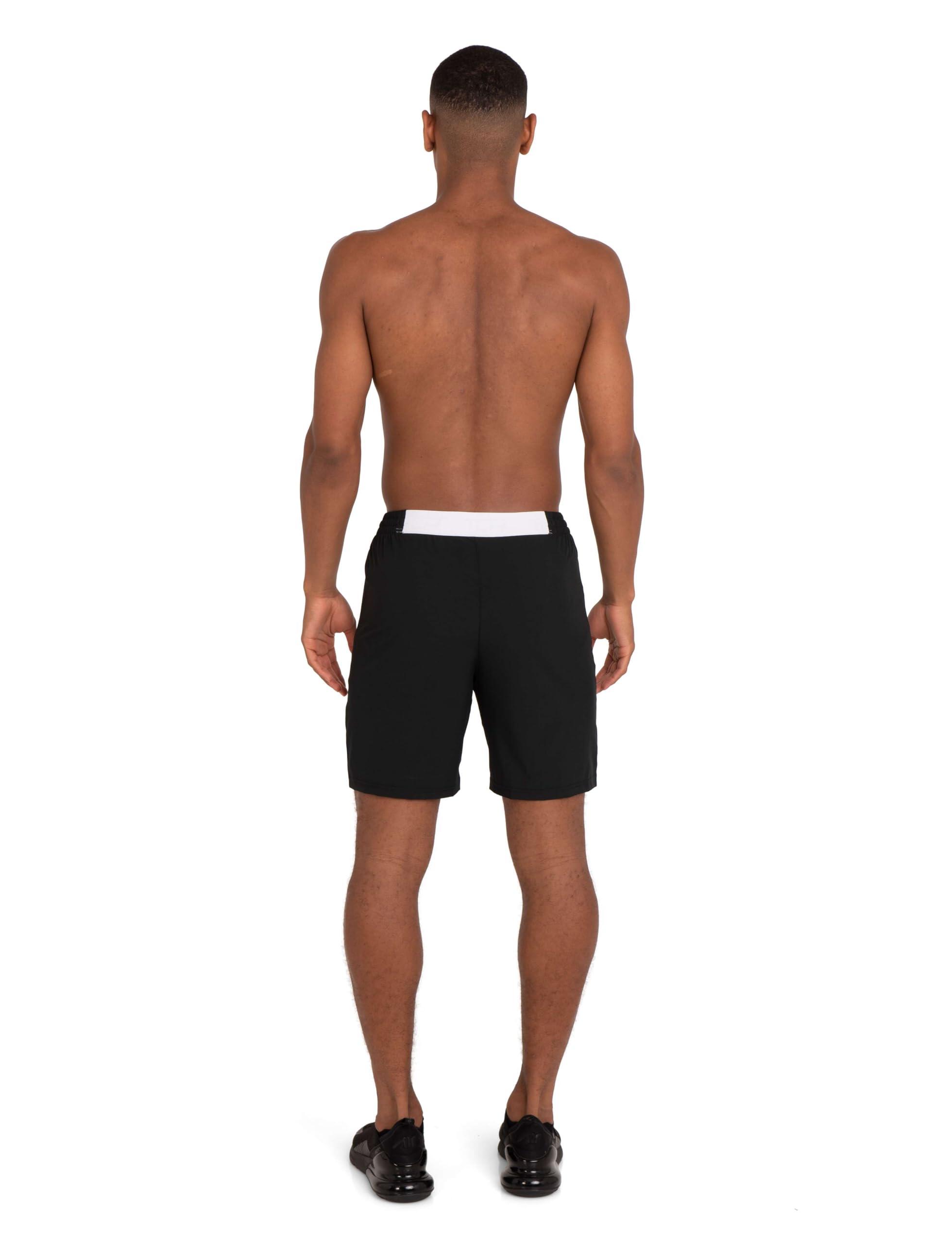 Men's Elite Tech Lightweight Running Shorts with Zip Pockets - Black/White 5/7