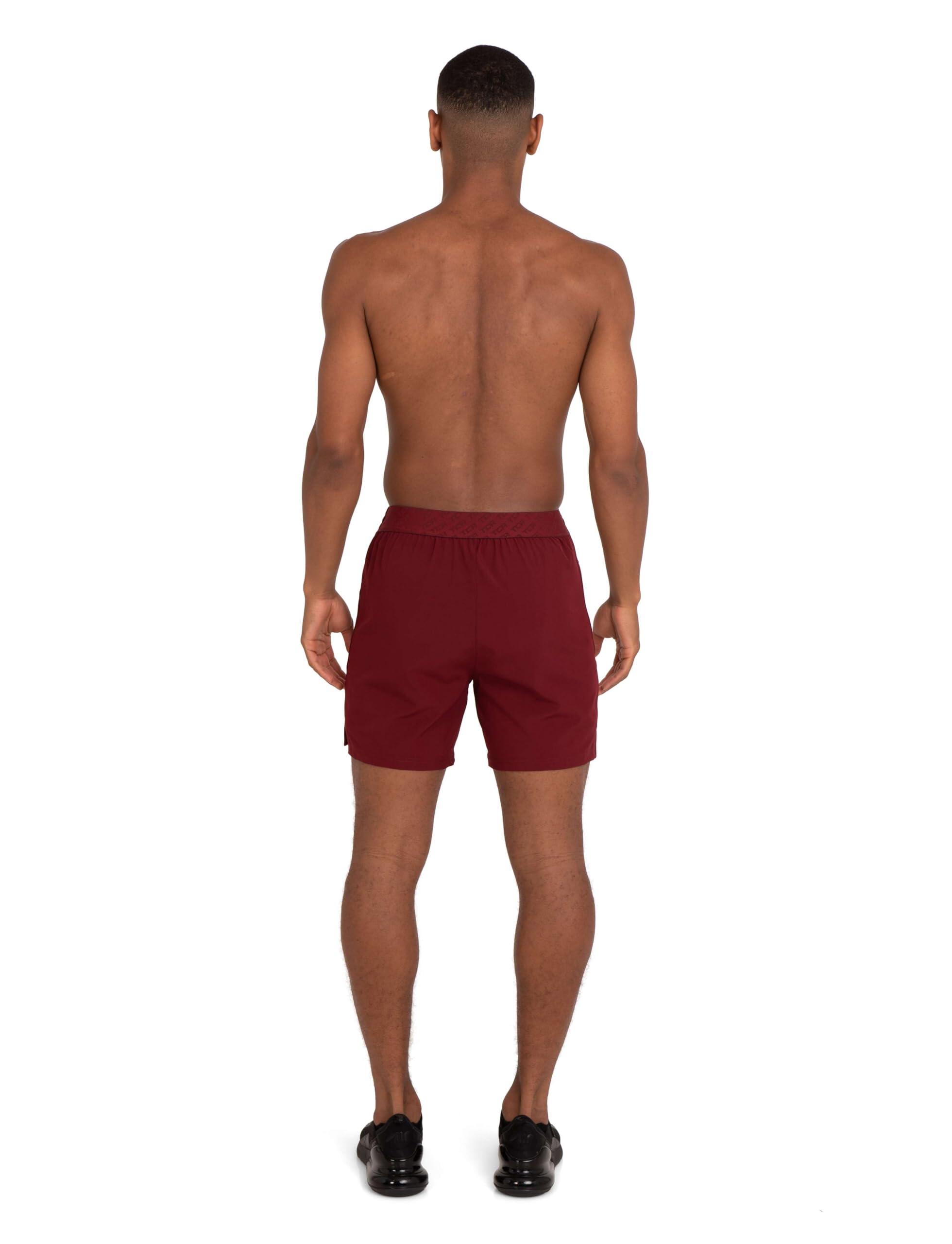Men's Elite Tech Lightweight Running Shorts with Zip Pockets - Maroon 5/7