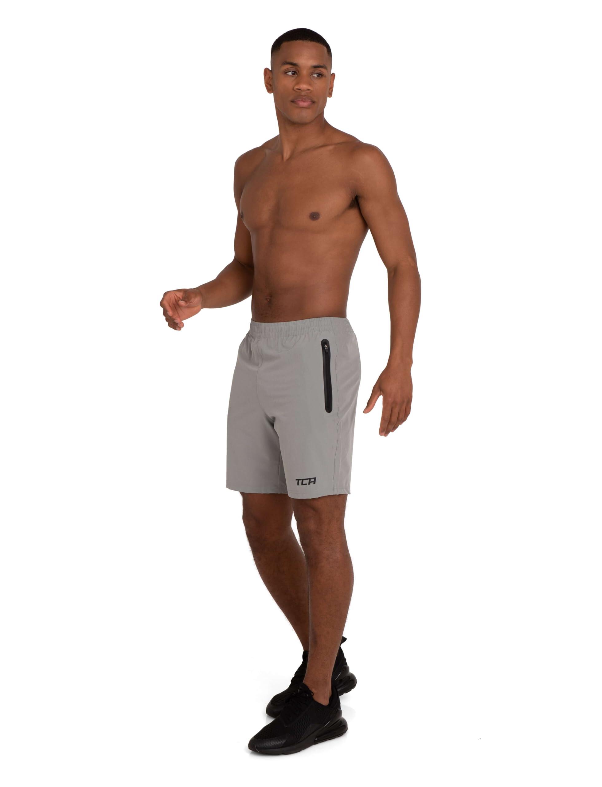 Men's Elite Tech Lightweight Running Shorts with Zip Pockets - Cool Grey/Black 4/7