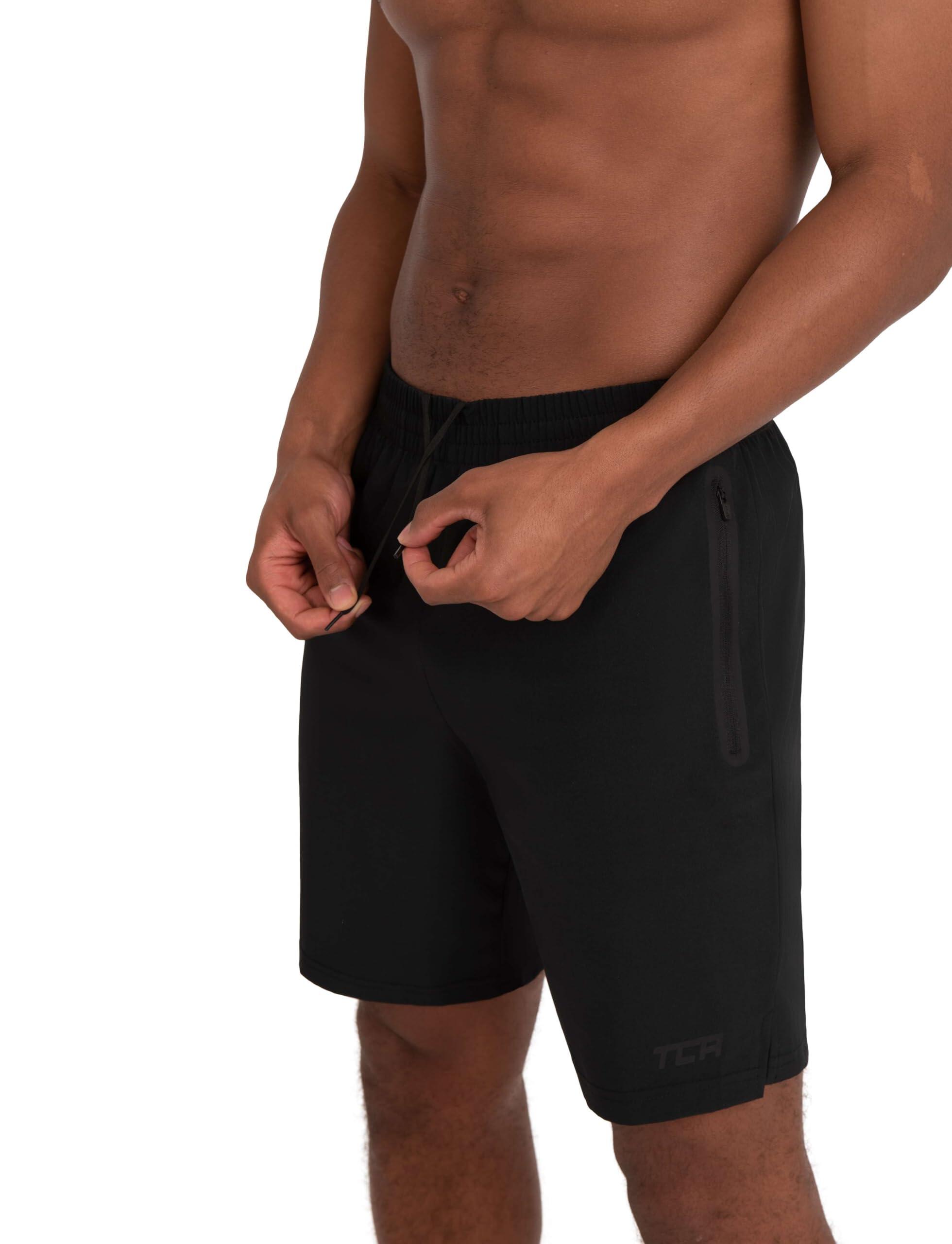 Men's Elite Tech Lightweight Running Shorts with Zip Pockets - Triple Black 3/7