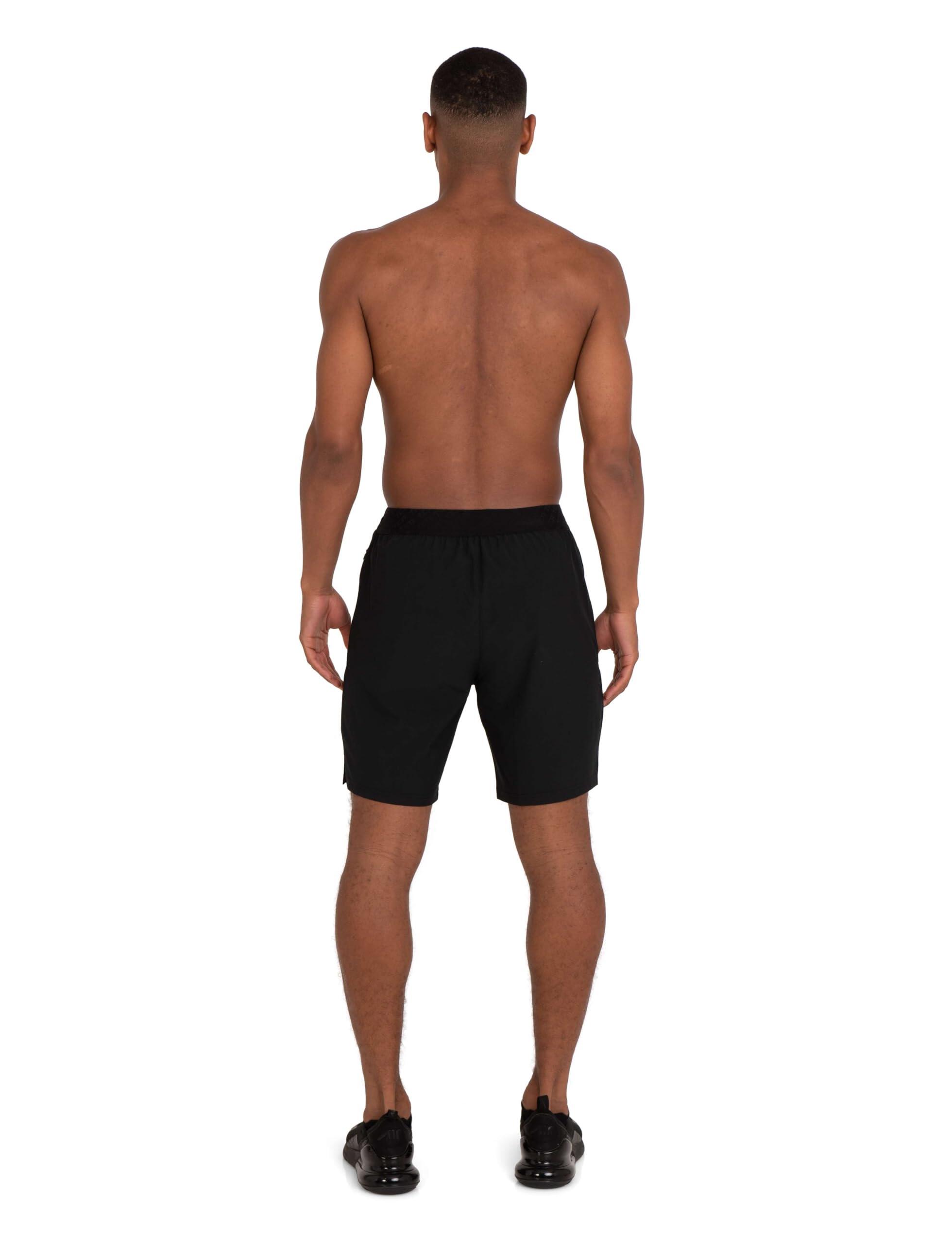 Men's Elite Tech Lightweight Running Shorts with Zip Pockets - Triple Black 5/7