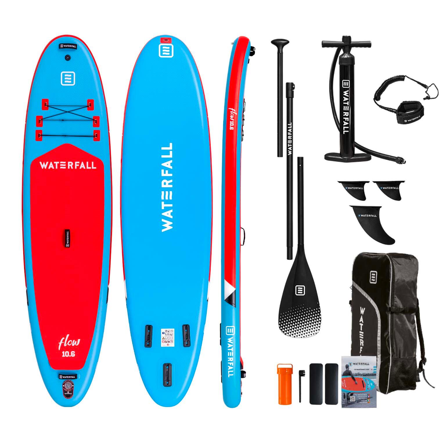 Waterfall - Pack Stand Up Paddle Gonflable Flow 10.6 All Around Bleu - Planche De Stand Up Paddle - Bleu|rouge - 320 Cm - Decathlon