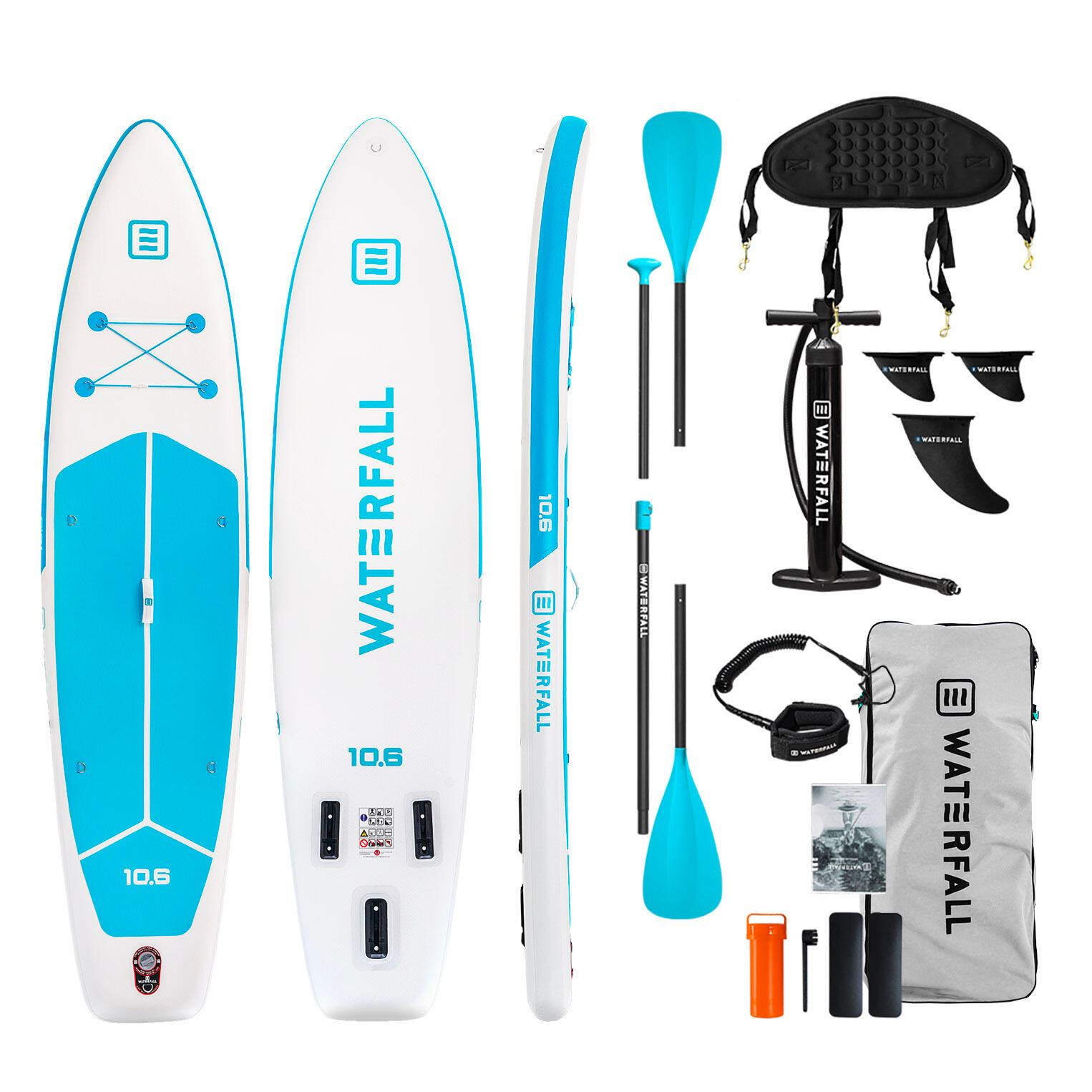 Waterfall - Pack Stand Up Paddle Gonflable Waterfall 10.6 Touring Bleu + Dossier - Planche De Stand Up Paddle - Blanc|bleu - 320 Cm - Decathlon