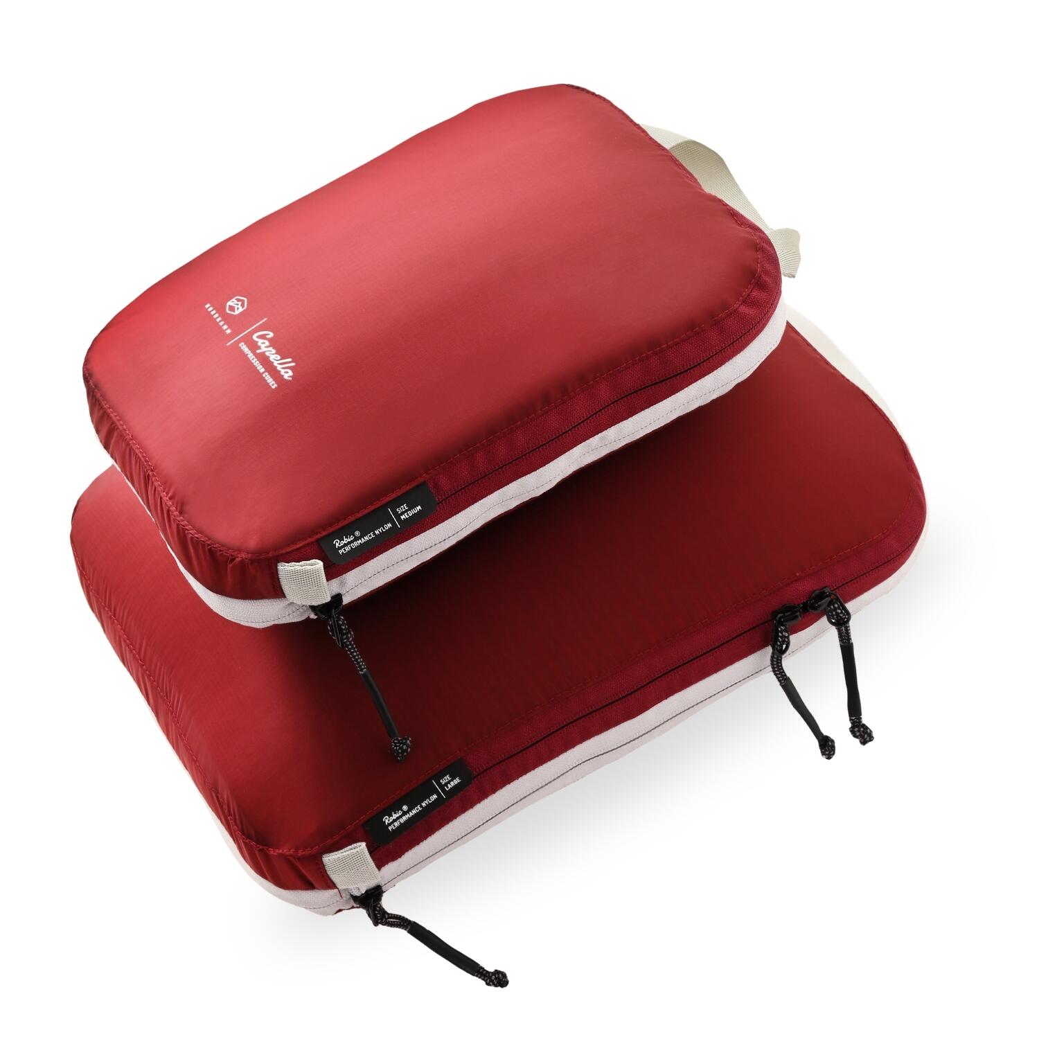 NORDKAMM Packing Cubes Packwürfel Packtaschen Set ultraleicht, mit Kompression, rot