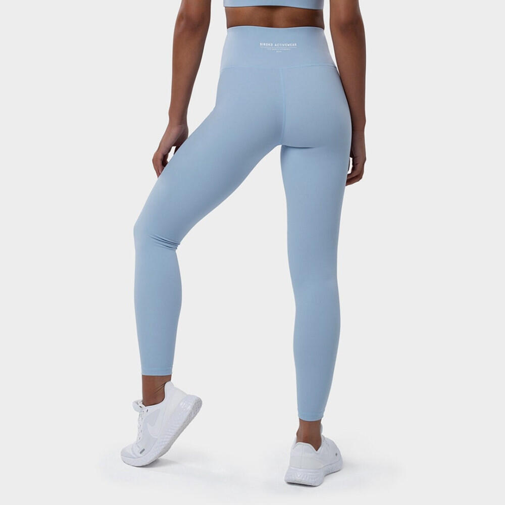 Damen Fitness Trainingsleggings mit mittelhohem Bund Shine Himmelblau 6/7