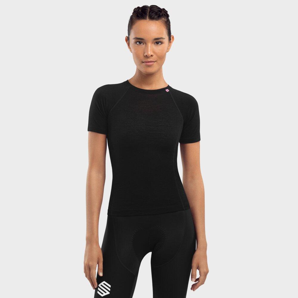 Dames Wielrennen wol fiets ondershirt SRX Premium Skin Zwart 2/7