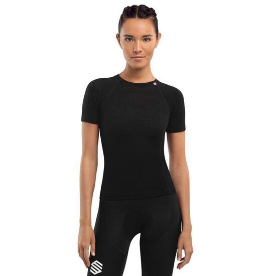 Maglia intima da ciclismo in lana donna SRX Premium Skin Nero