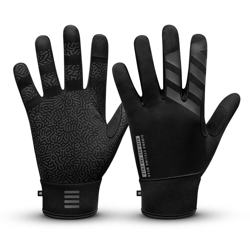 SIROKO Heren en Dames Wielrennen Winter fietshandschoenen Vestkapp Zwart