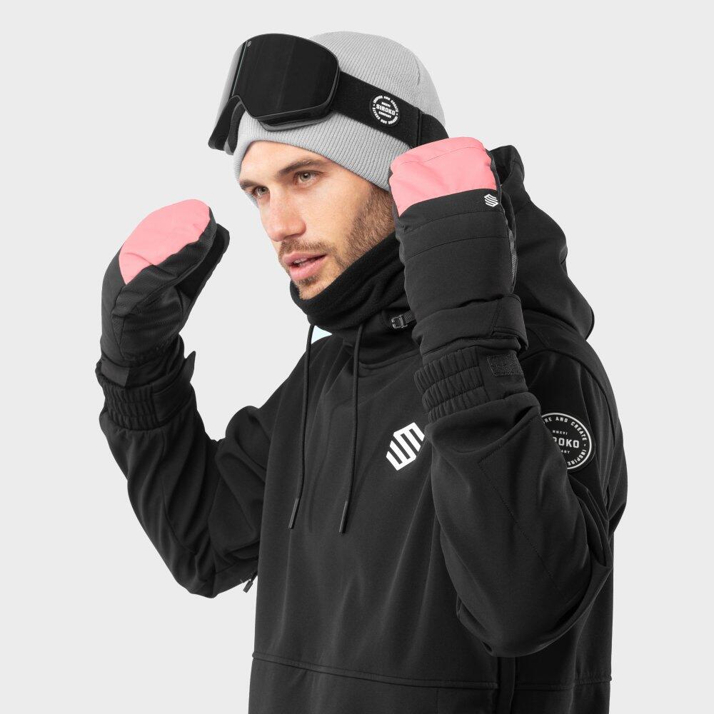 Men & Women Winter sports Snowboard and ski winter mittens PITZTAL Pink Black 3/7