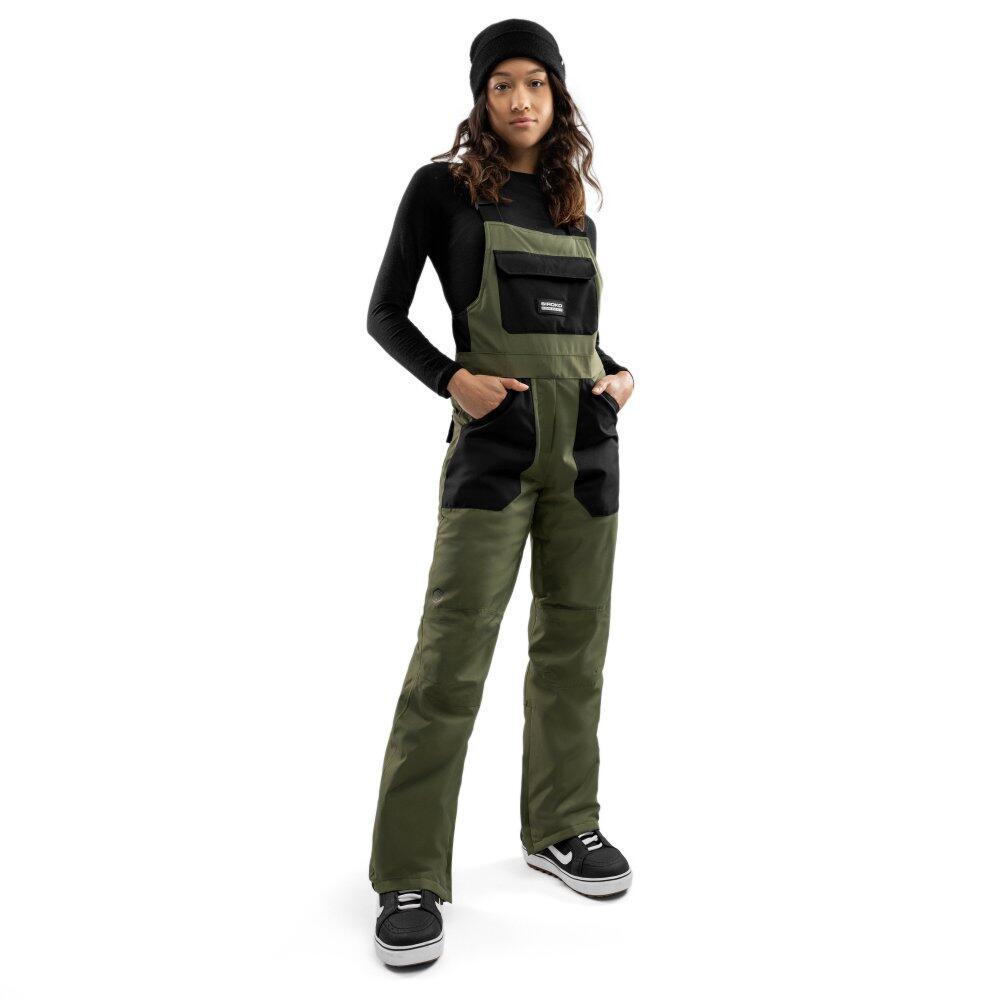 Jardineiras de snowboard para mulher desportos de inverno b1-w klosters verde