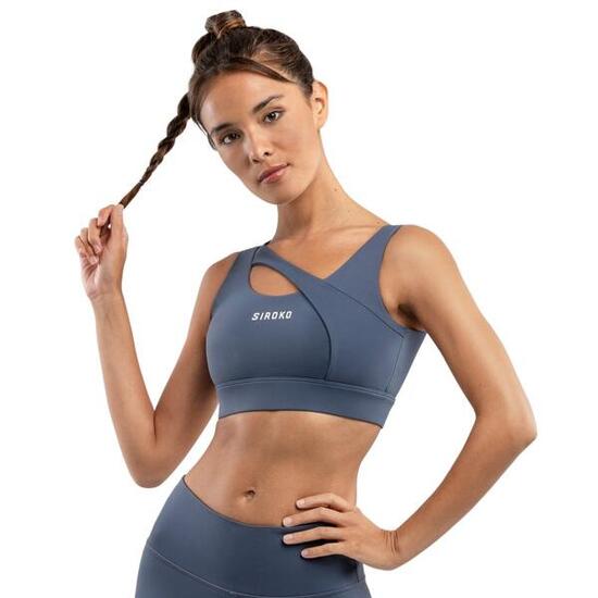 Damen Fitness Sport-BH - Starker Halt Cross Blue Denim Blue