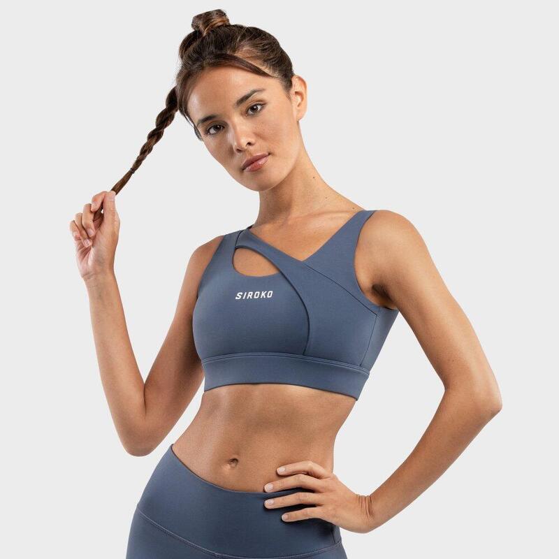 Női melltartó magas támogatással Fitness SIROKO Cross Blue