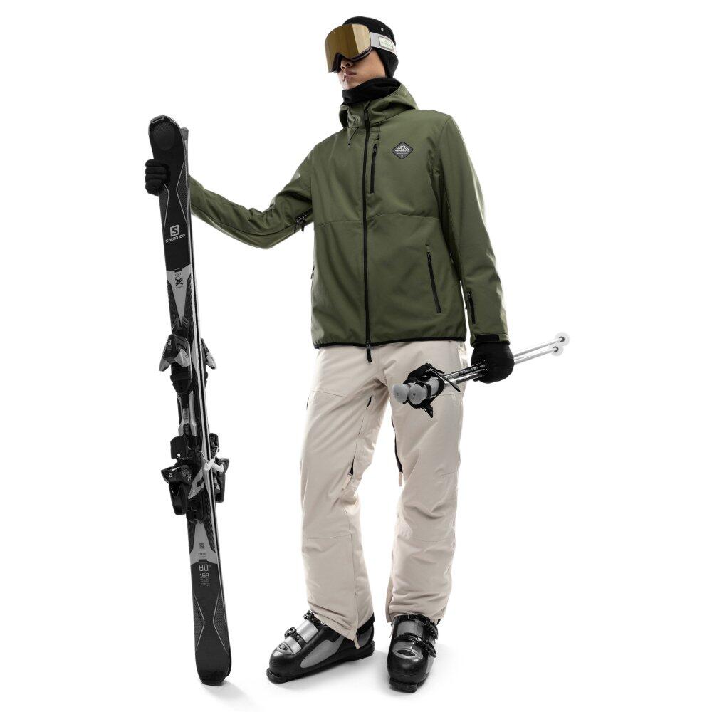 Veste snowboard W2 Army vert softshell 3 couches 10K 3/8