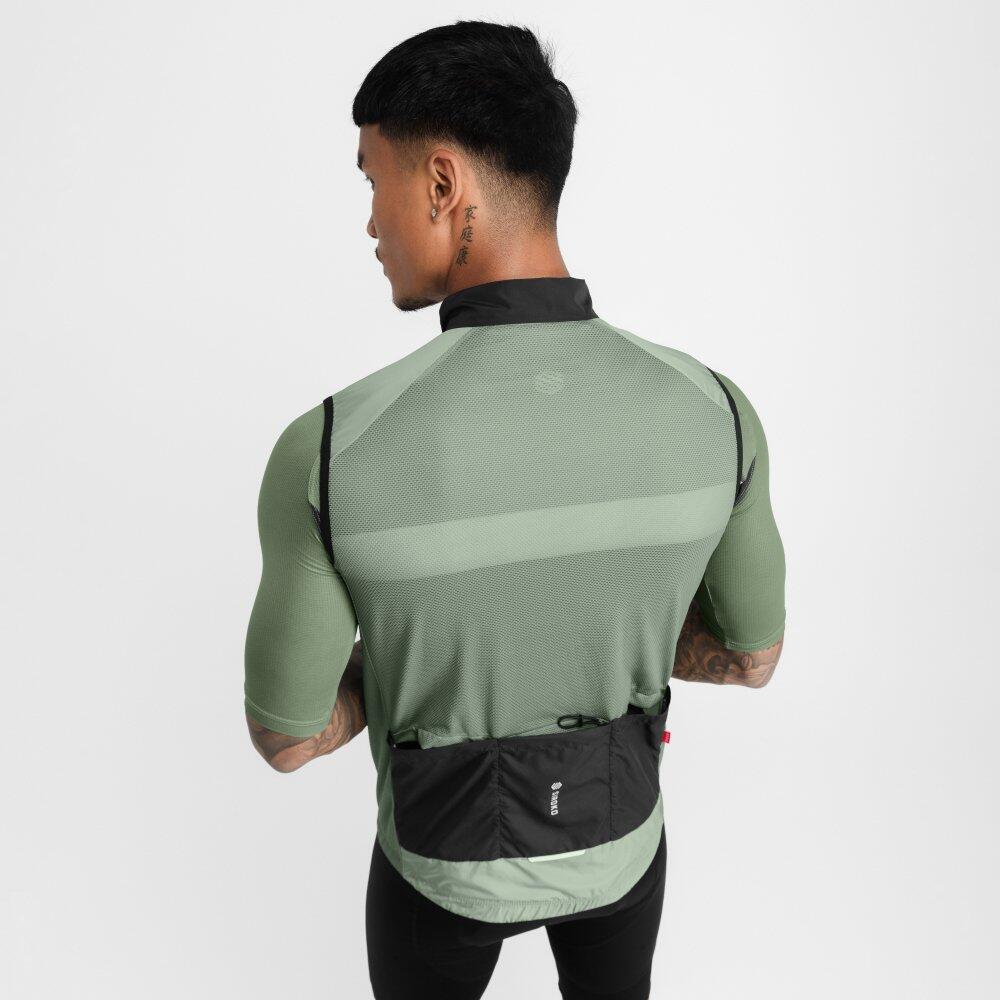 Chaleco cortavientos ciclismo hombre V1 Melbourne Verde Oliva 3/7