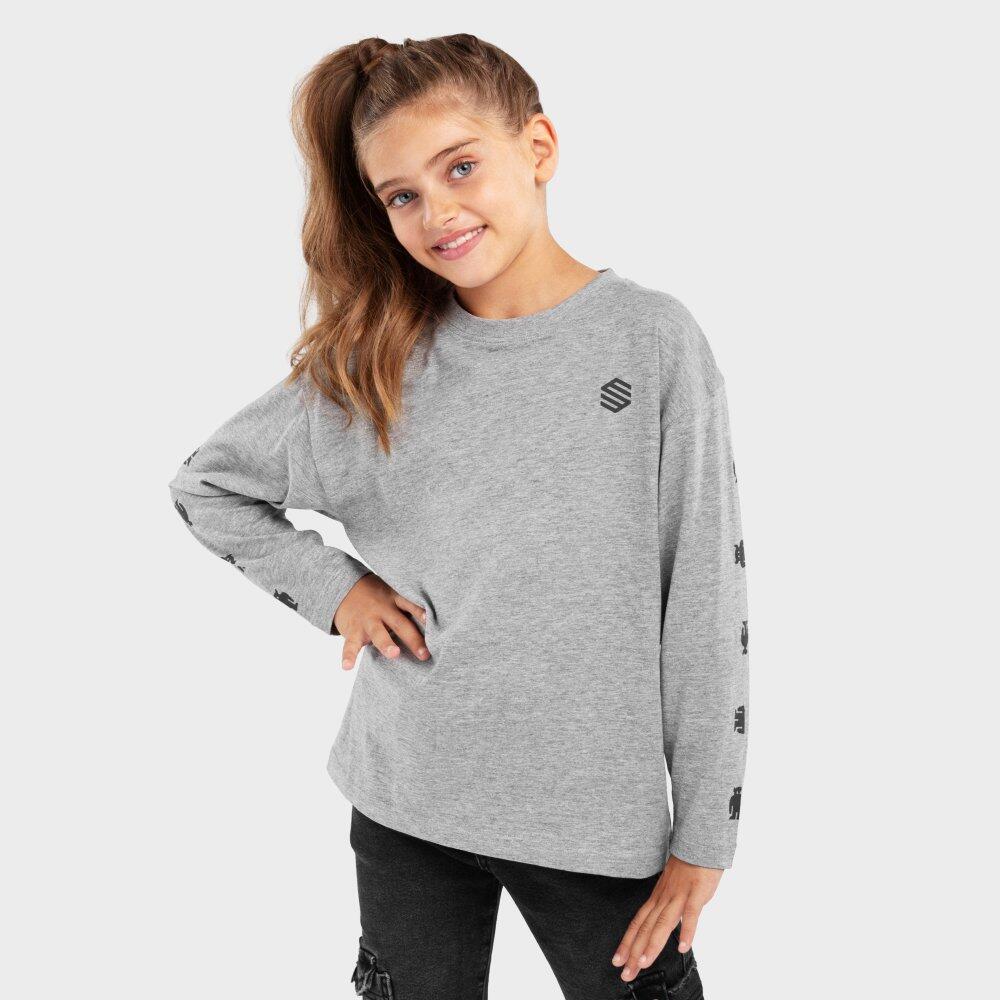 Kinder Lifestyle Langärmeliges Baumwoll-T-Shirt für Mädchen Yoho-G Grau 2/7