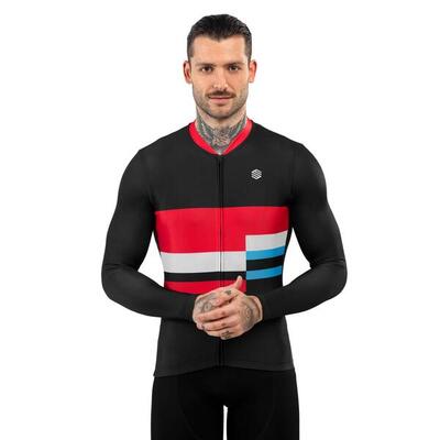 Heren wielrennen wielershirt lange mouw m2 riemst zwart