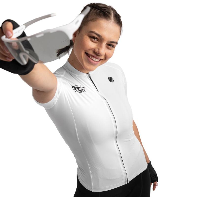 Maillot biodegradable mujer ciclismo Bio Race High Road Blanco