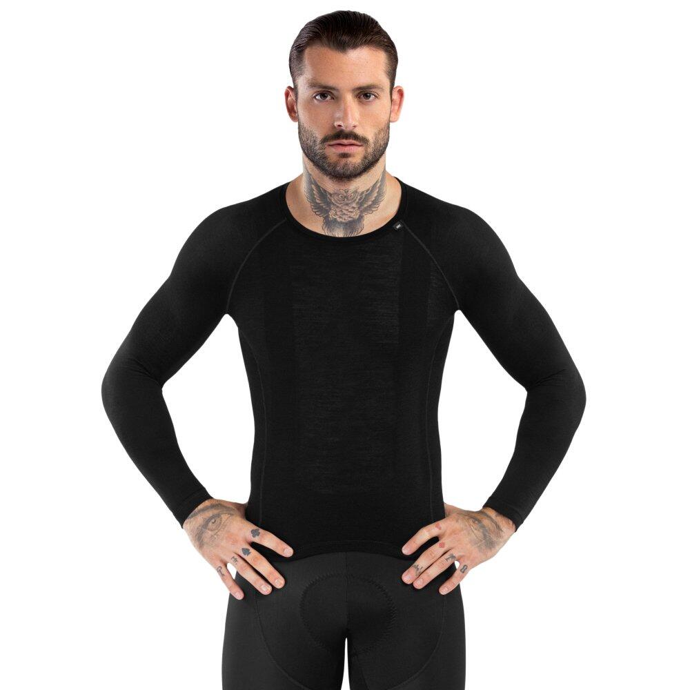 SIROKO Herren Radsport fahrradbaselayer aus wolle für SRX Typhoon Schwarz